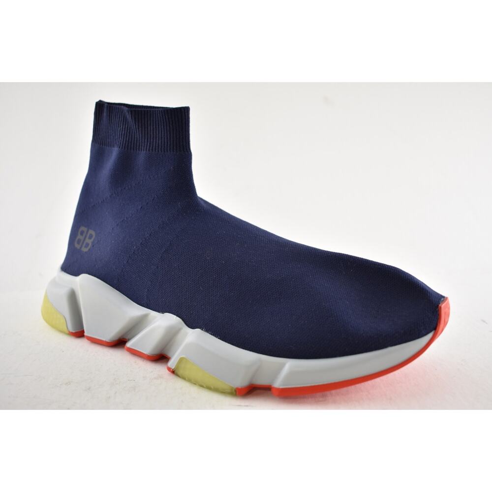 Balenciaga Mens Speed Sock Marine Navy Blue Grey BB Logo High Top Sneaker 44 11 - Picture 4 of 12